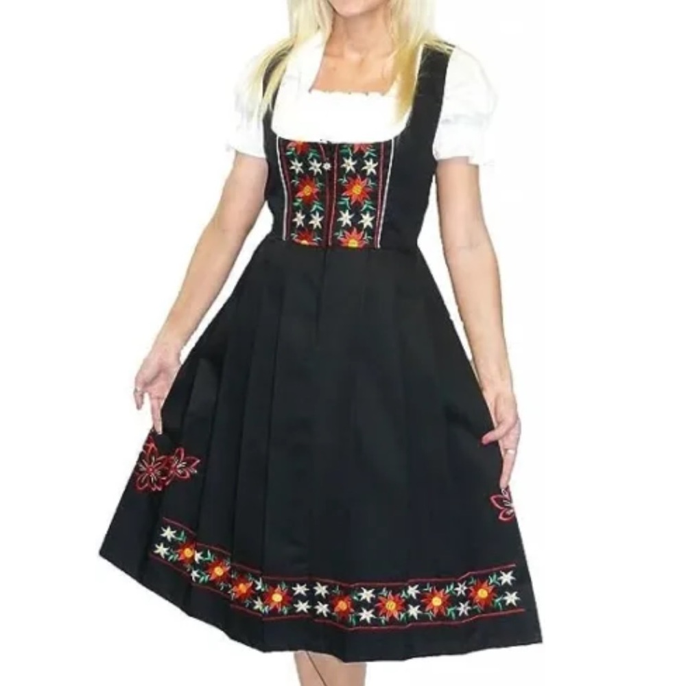 Dirndl Trachten Haus Womn 38/M Embroidered German Oktoberfest Waitress Dress NWT